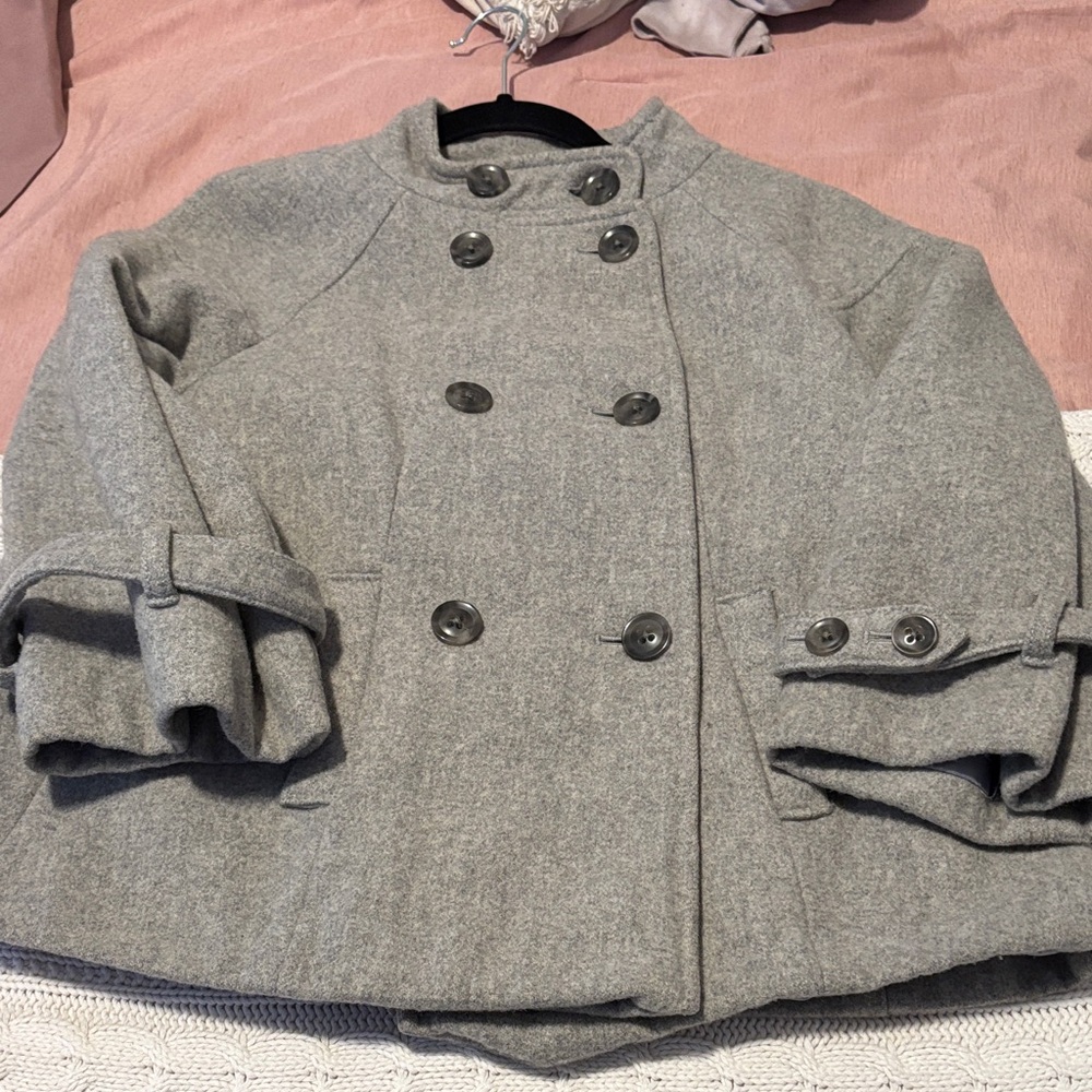 GAP Women's Charcoal Double-Breasted Pea Coat